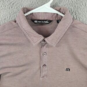Travis Mathew Mens Short Sleeve Polo Shirt Mauve Purple Heathered Size M